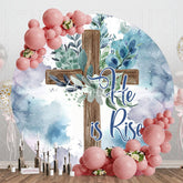 Aperturee - Aperturee Elegant Blue Purple Cross Leaf Round Easter Backdrop